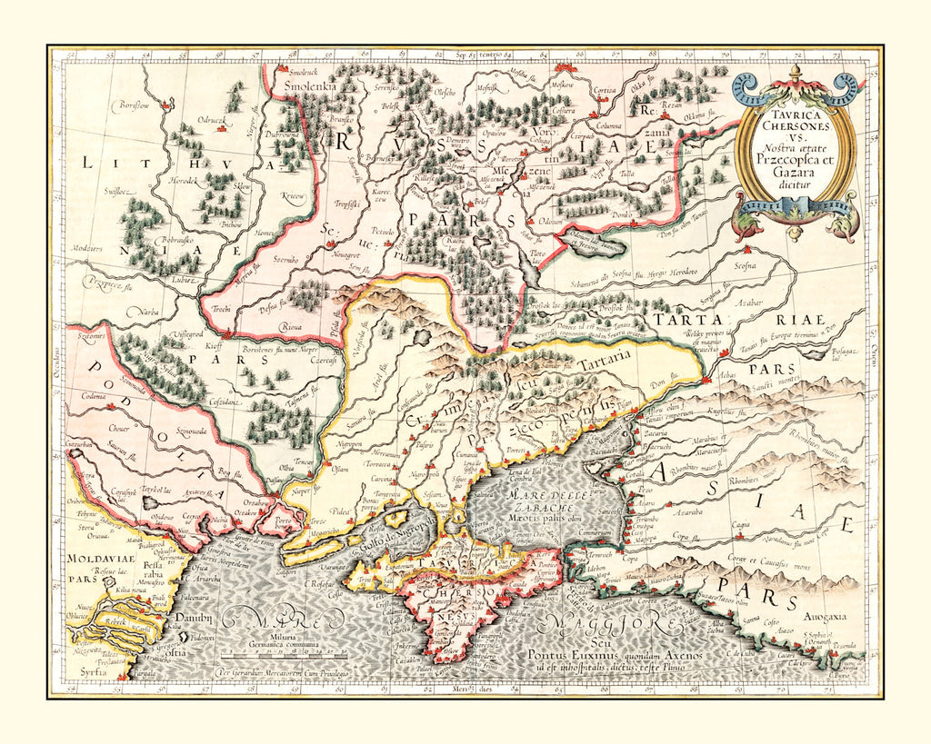 Vintage Map of Ukraine & Russia 1623