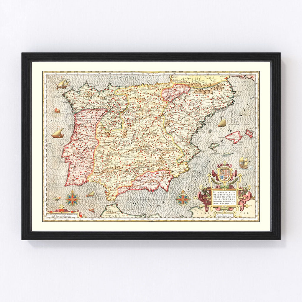 Vintage Map of Spain 1623