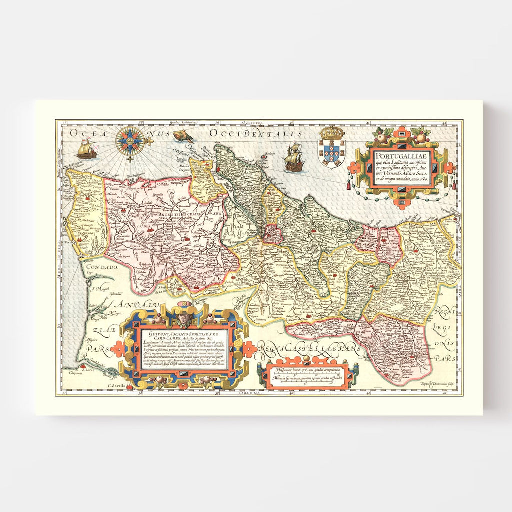 Vintage Map of Portugal 1623