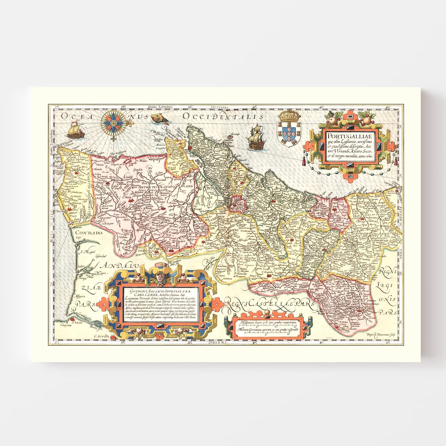 Vintage Map of Portugal 1623