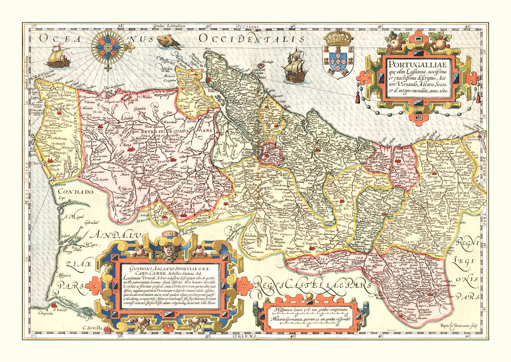 Vintage Map of Portugal 1623