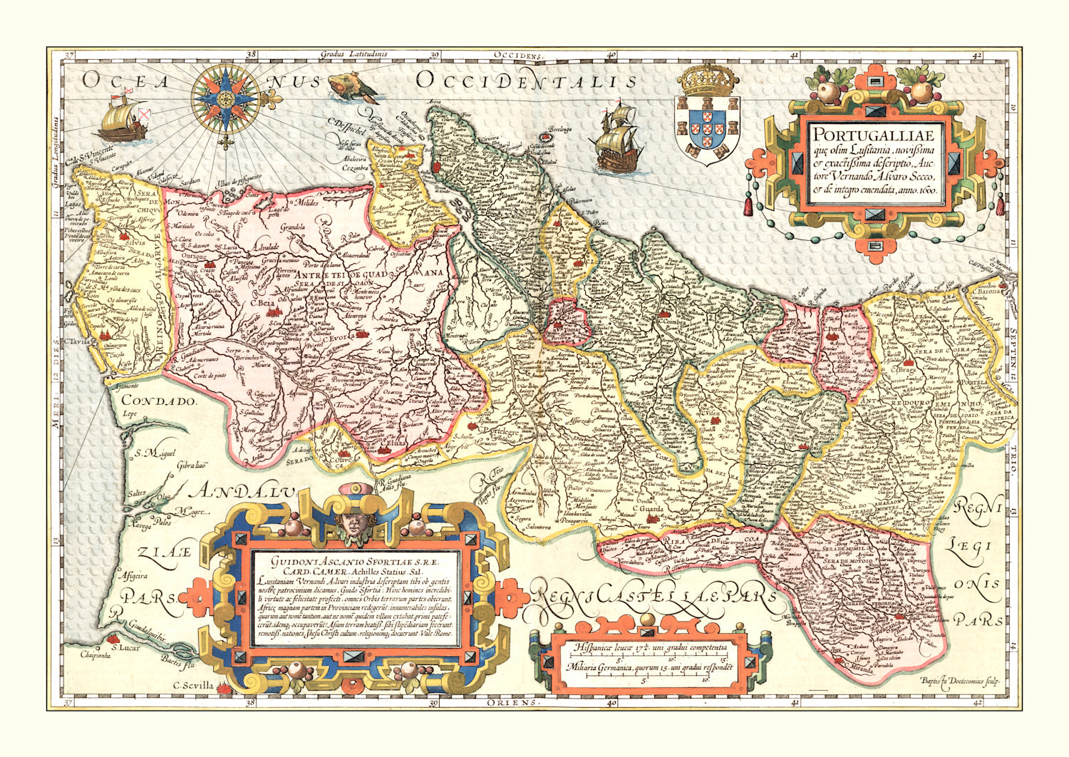 Vintage Map of Portugal 1623