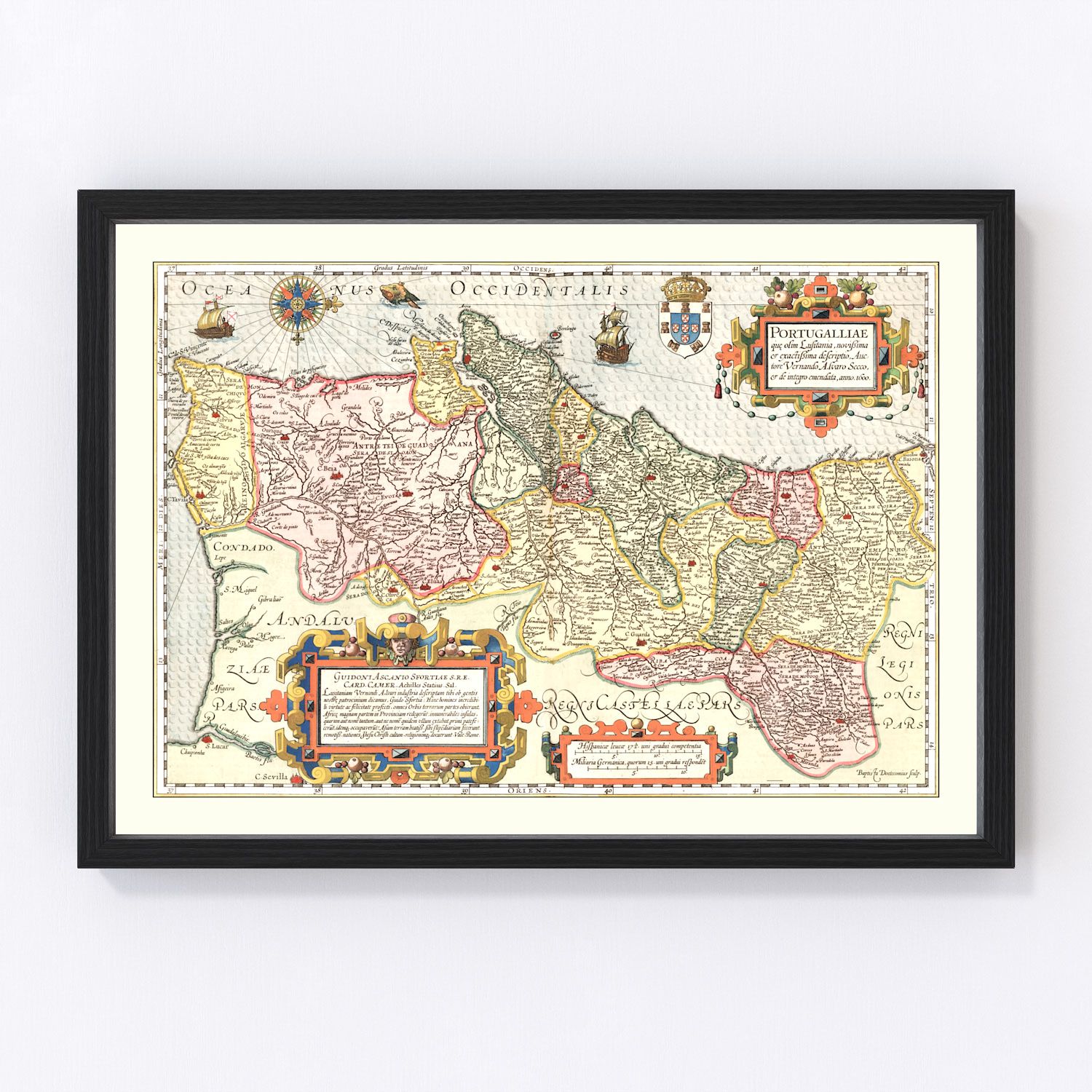 Vintage Map of Portugal 1623