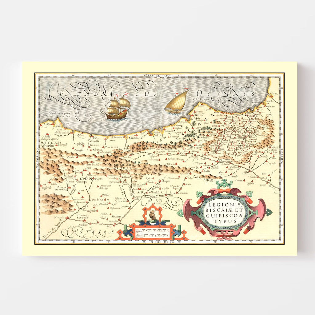 Vintage Map of Basque Regions of Spain, 1623