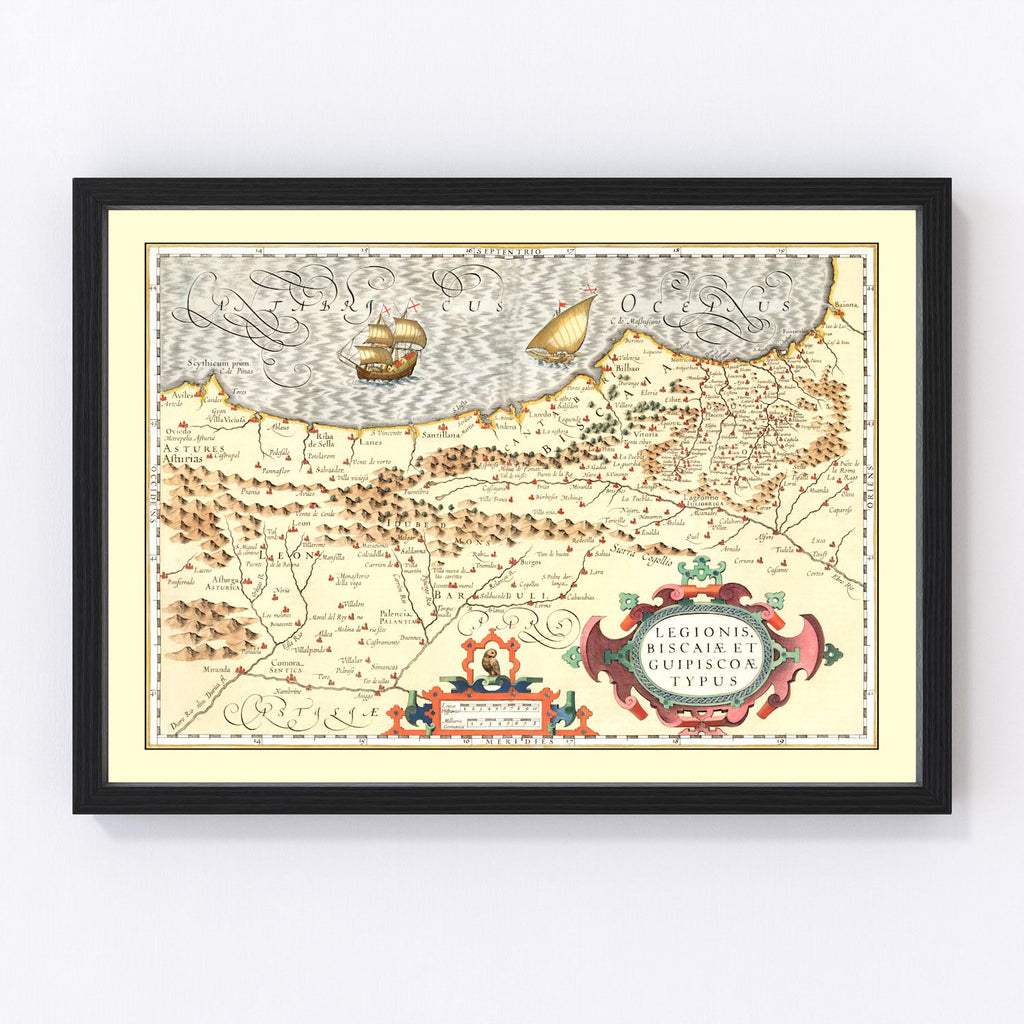 Vintage Map of Basque Regions of Spain, 1623