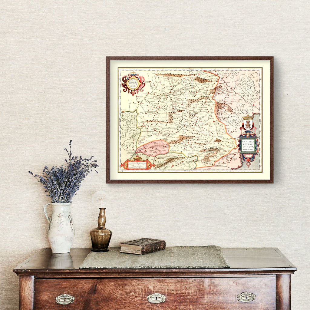 Vintage Map of Castille Spain, 1623