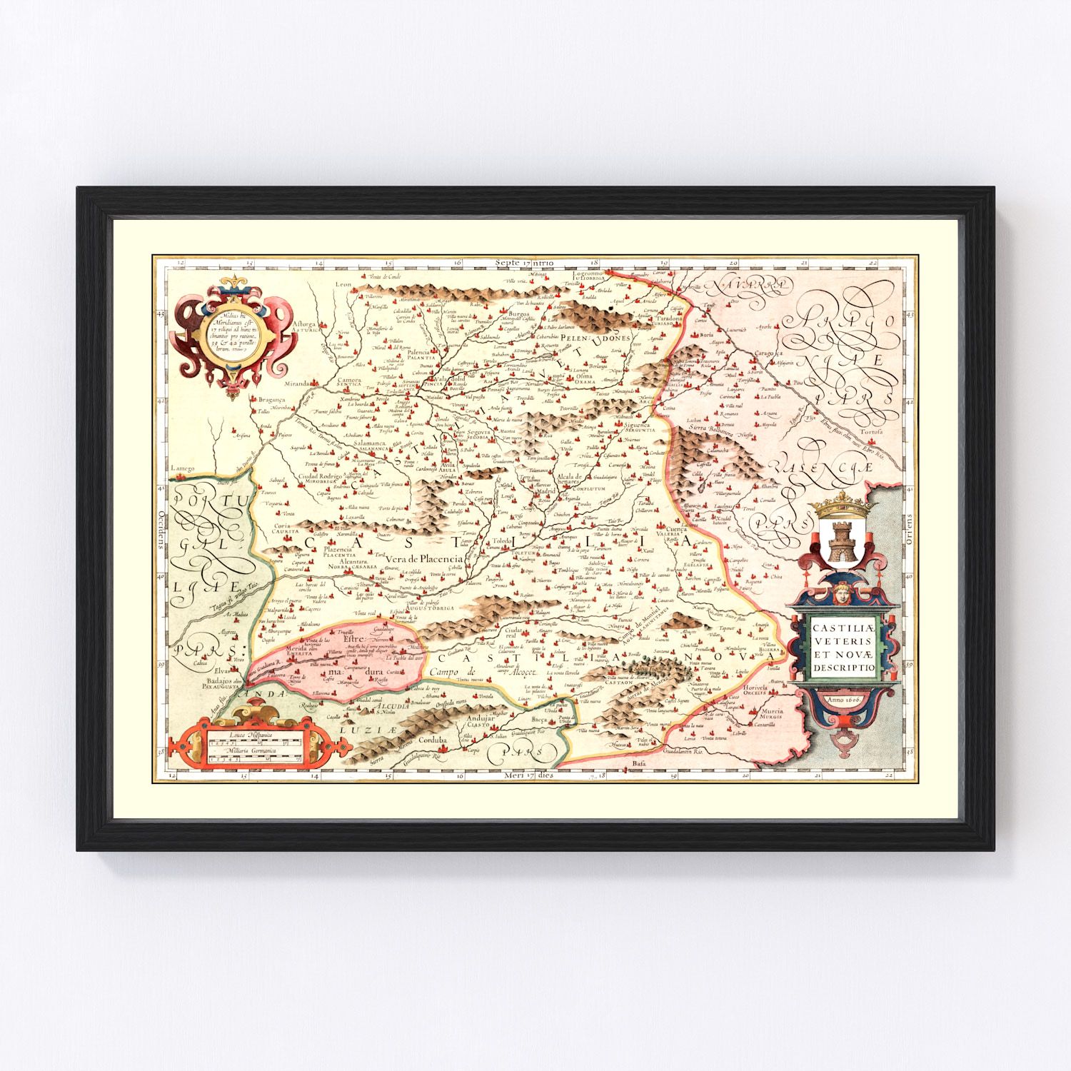 Vintage Map of Castille Spain, 1623
