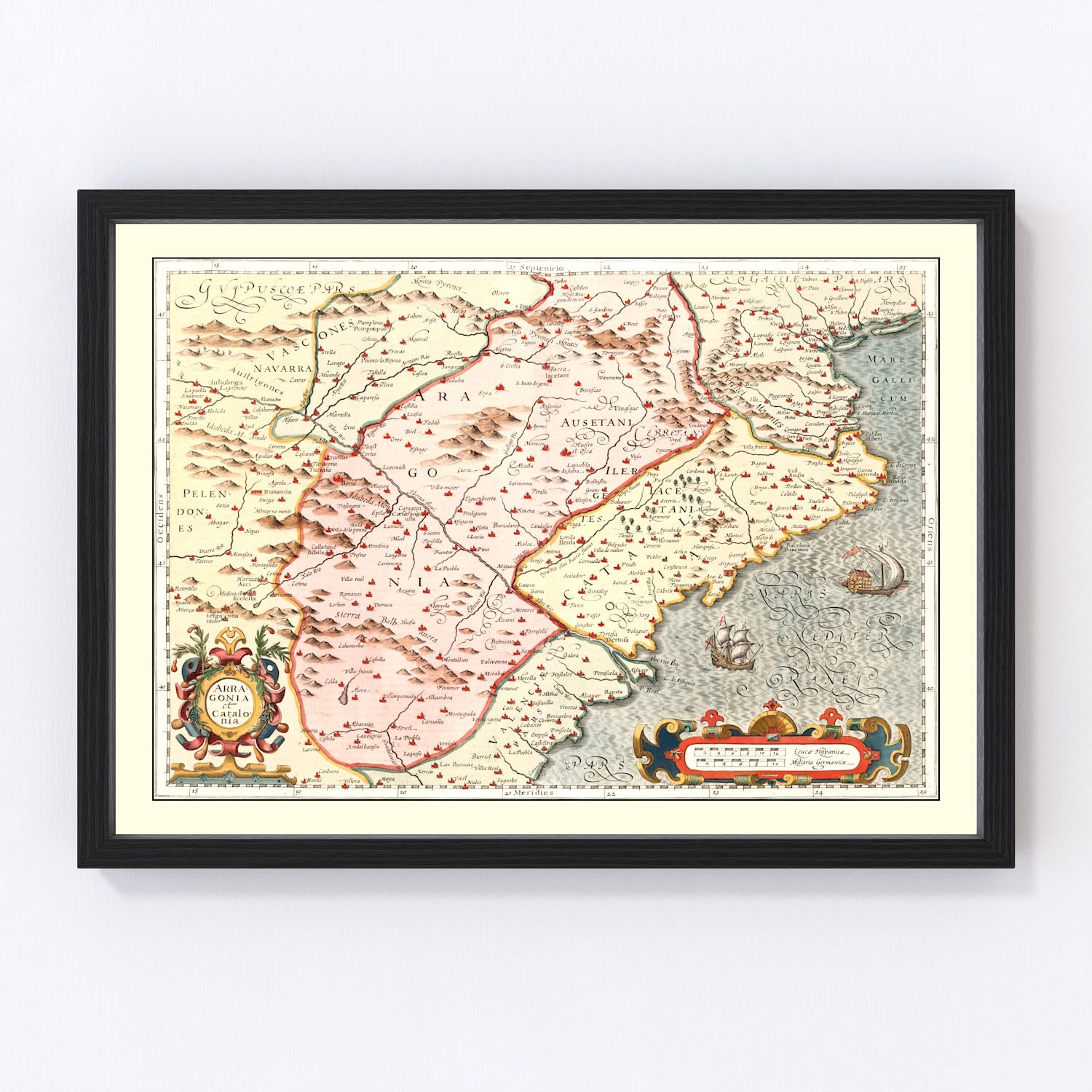 Vintage Map of Aragon & Catalonia Spain, 1623