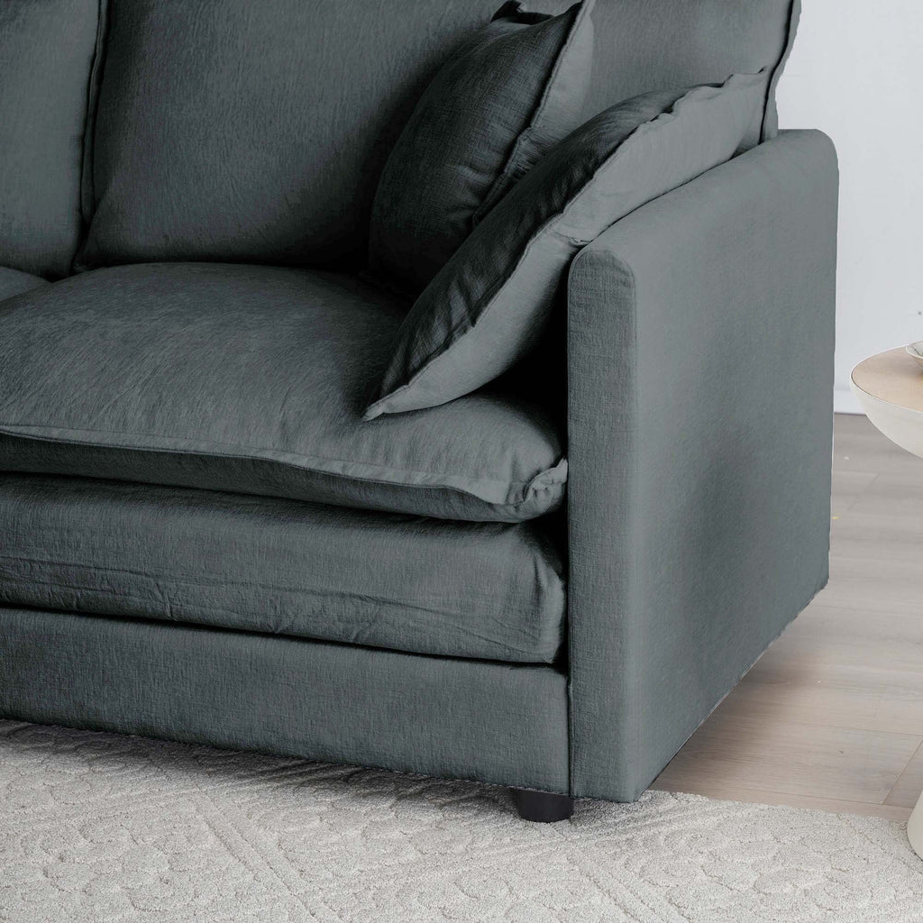 2-Piece Upholstered Sofa, Living Room Sectional Sofa Set Modern Sofa Couches Set , Deep Seat Sofa for Living Room Apartment, 1+3 Seat Gray Chenille