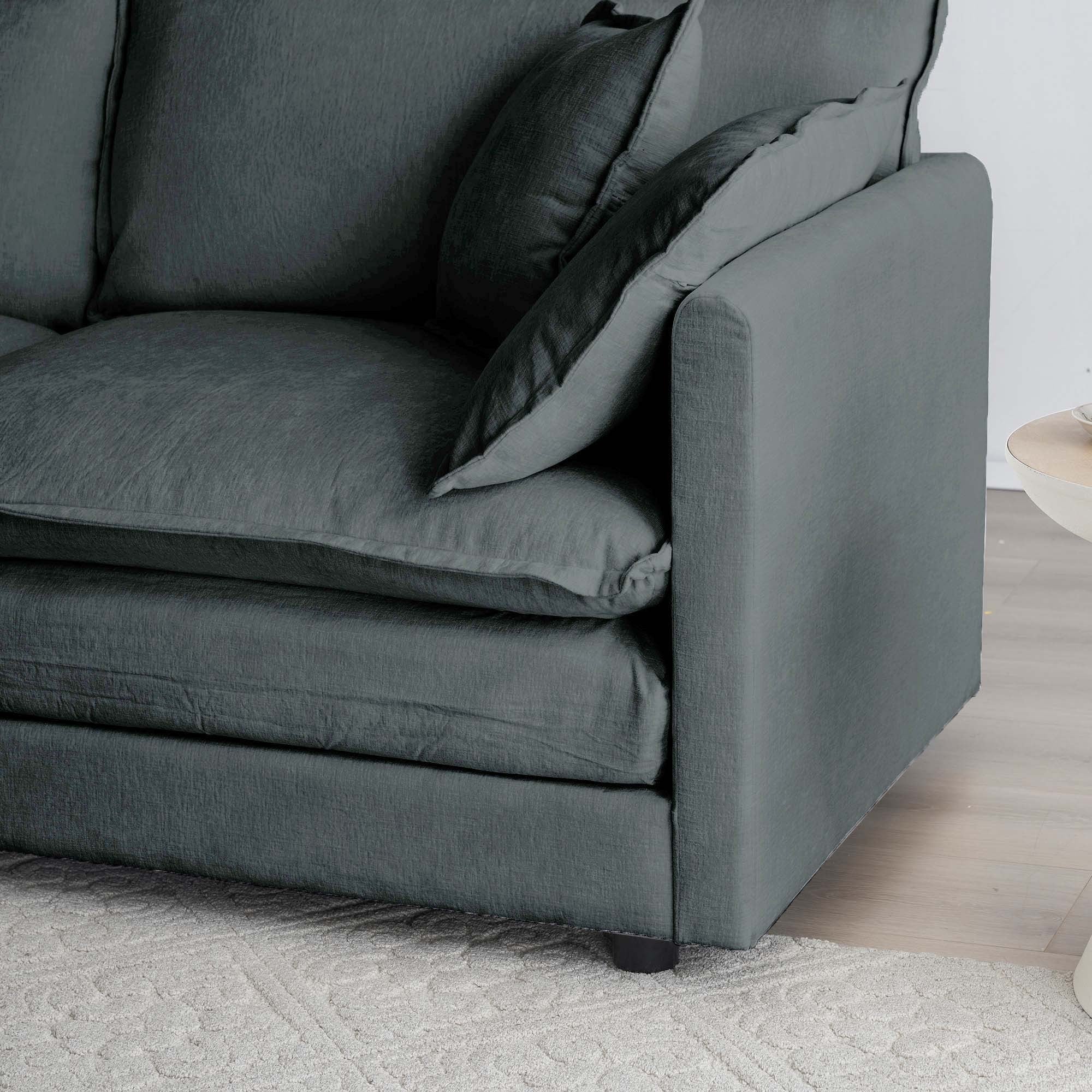2-Piece Upholstered Sofa, Living Room Sectional Sofa Set Modern Sofa Couches Set , Deep Seat Sofa for Living Room Apartment, 1+3 Seat Gray Chenille