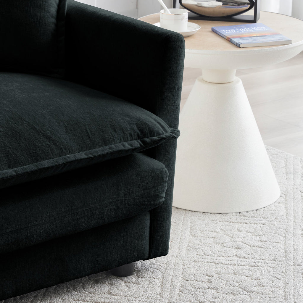 Sofa Set of 2 Chenille Couch, 2+3 Seater Sofa Set Deep Seat Sofa, Modern Sofa Set for Living Room, Black Chenille