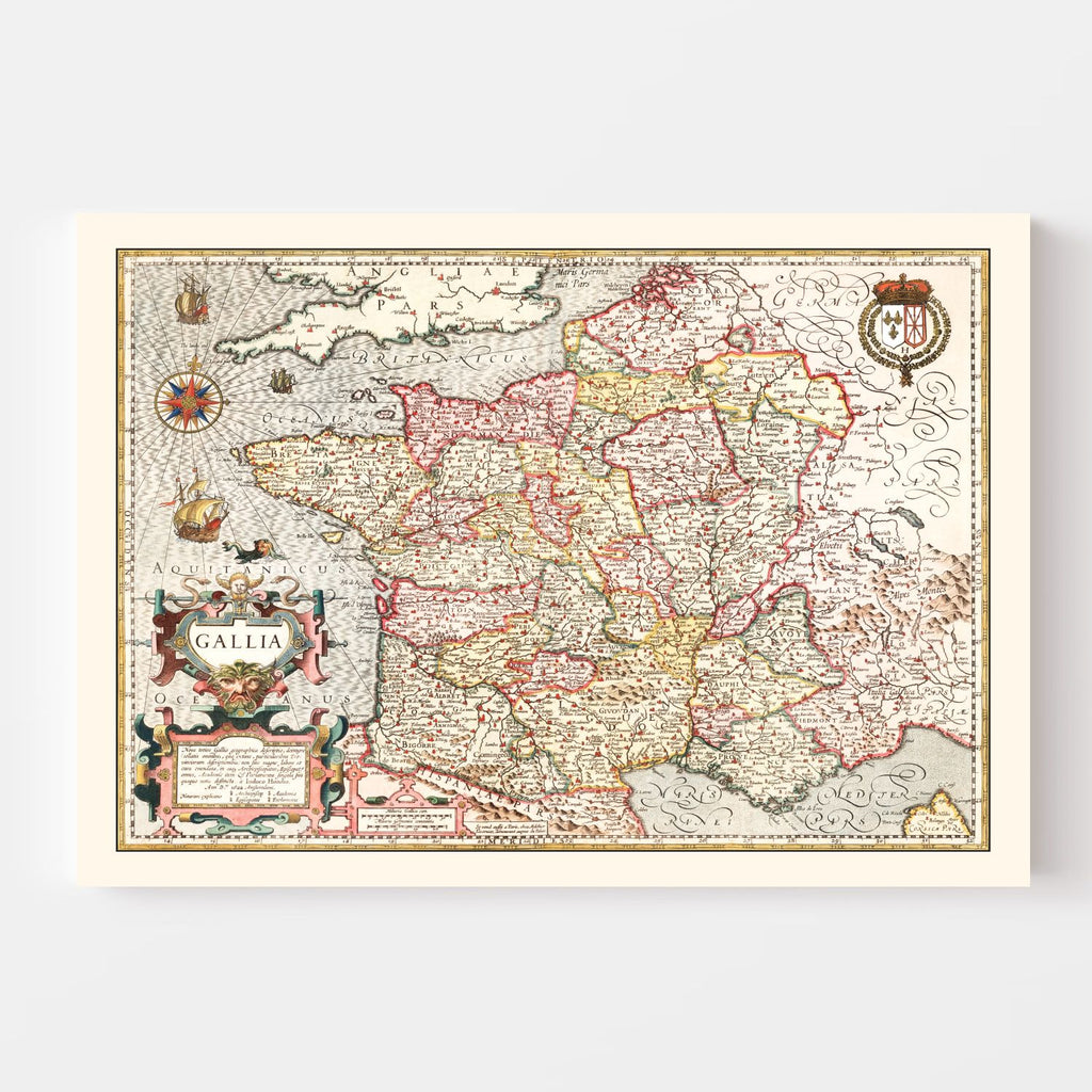 Vintage Map of Gaul France, 1623
