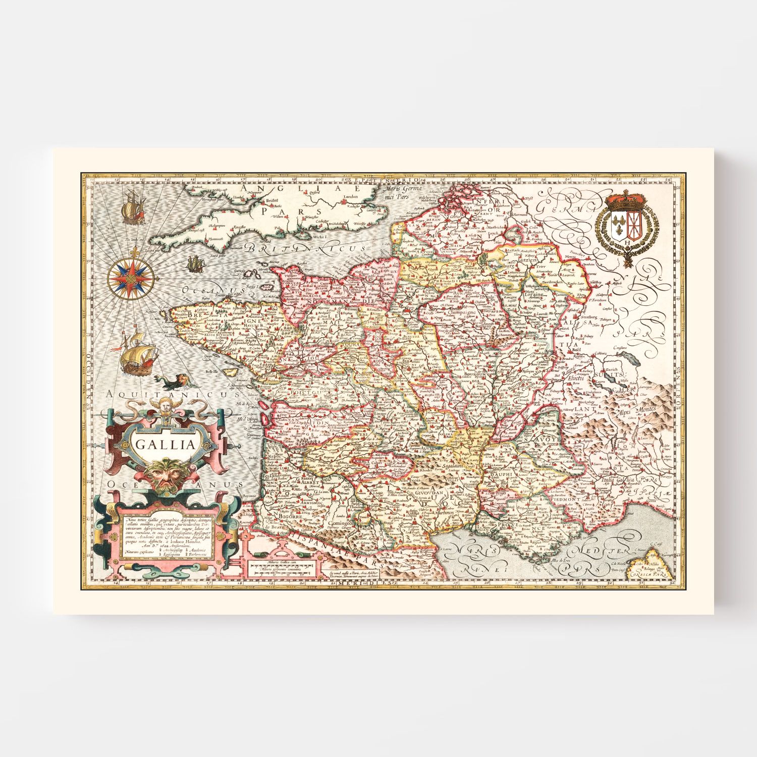 Vintage Map of Gaul France, 1623