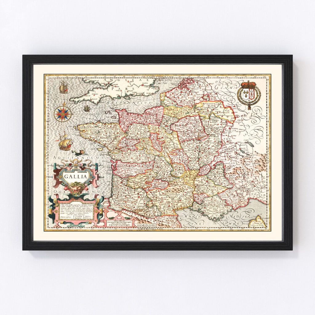 Vintage Map of Gaul France, 1623