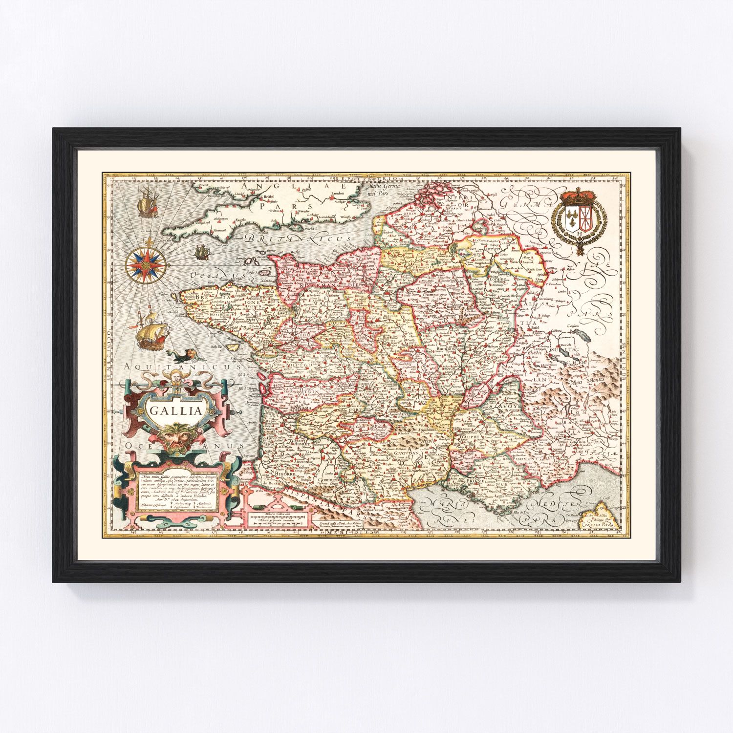 Vintage Map of Gaul France, 1623