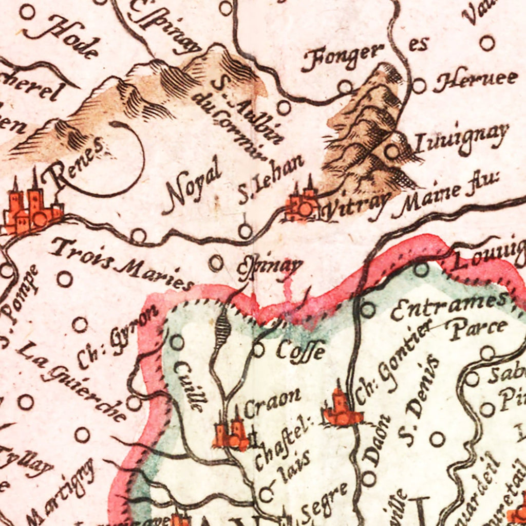 Vintage Map of Brittany & Normandy France, 1623