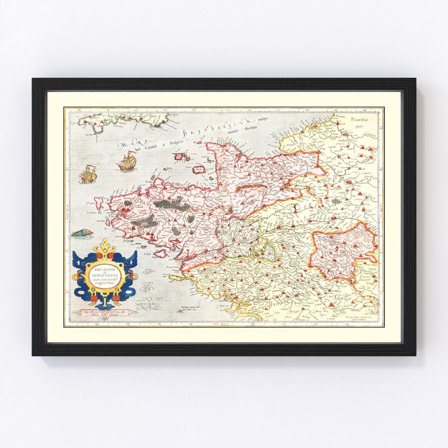 Vintage Map of Brittany & Normandy France, 1623