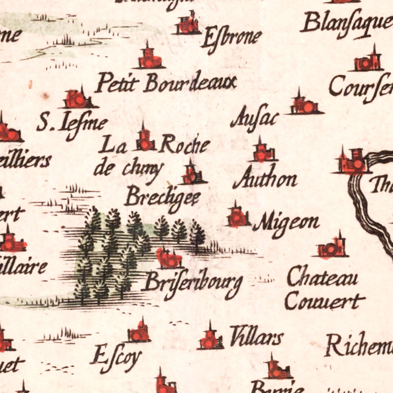 Vintage Map of Saintonge (Xaintonge) France, 1623