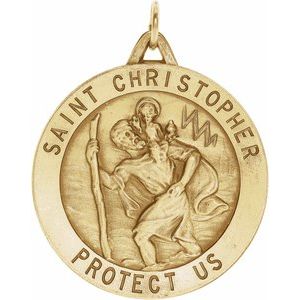 14K Yellow Gold 33 mm St. Christopher Medal