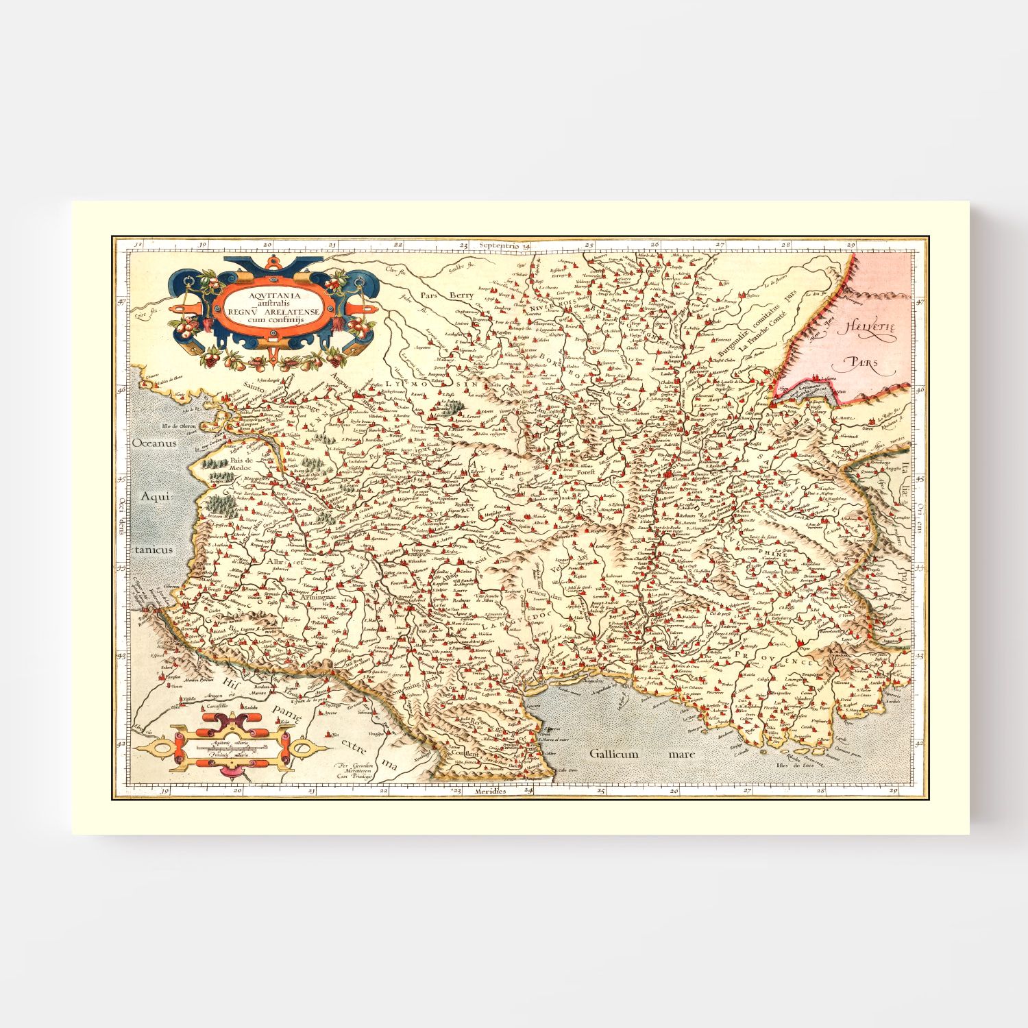 Vintage Map of Aquitaine France, 1623
