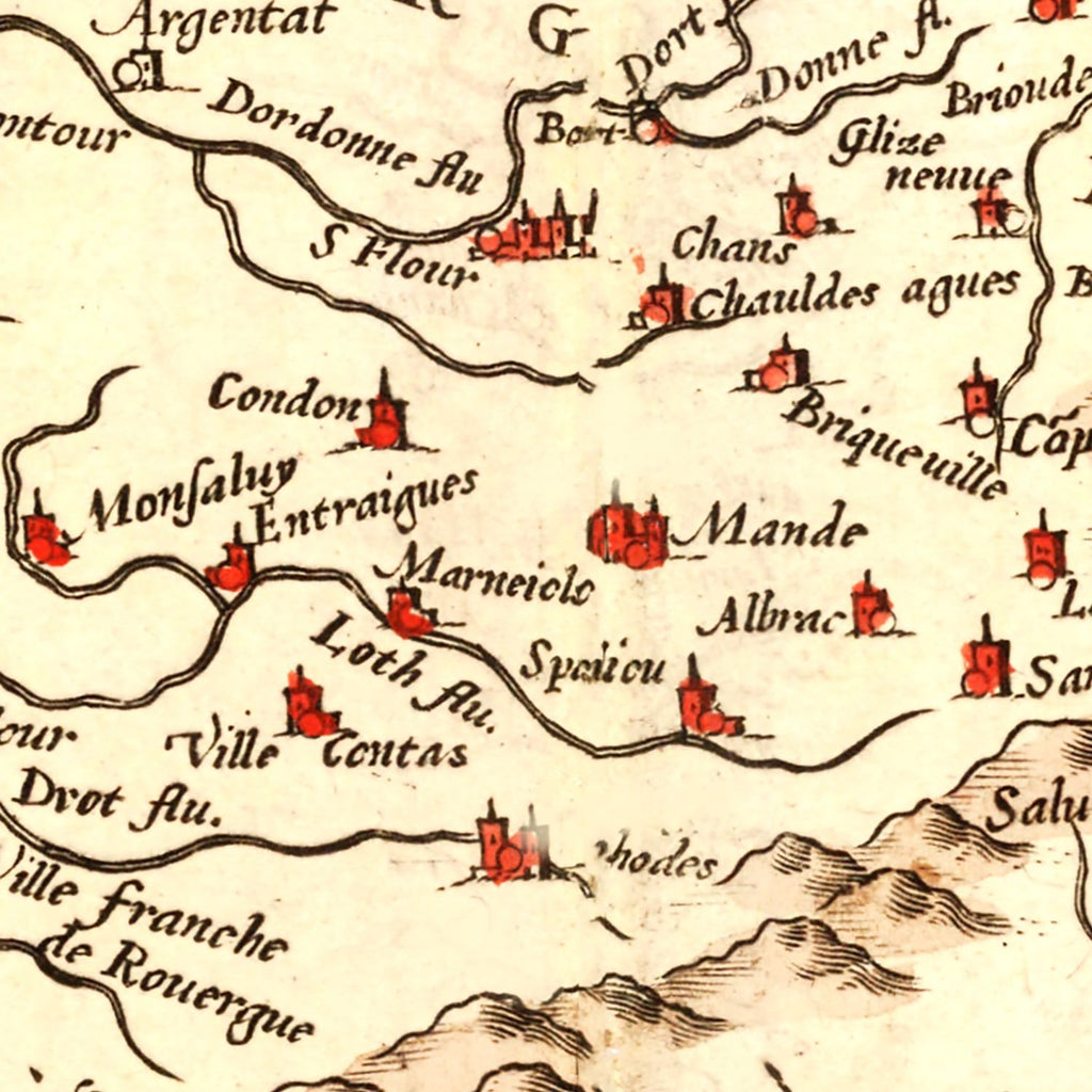 Vintage Map of Aquitaine France, 1623