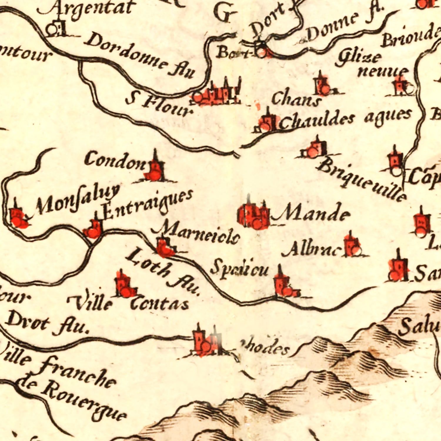 Vintage Map of Aquitaine France, 1623