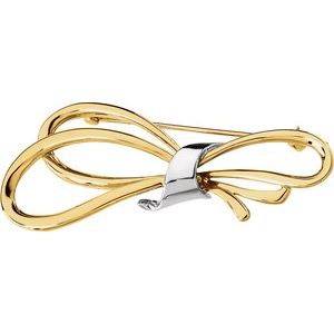 14K Yellow/White Gold Freeform Bow Brooch