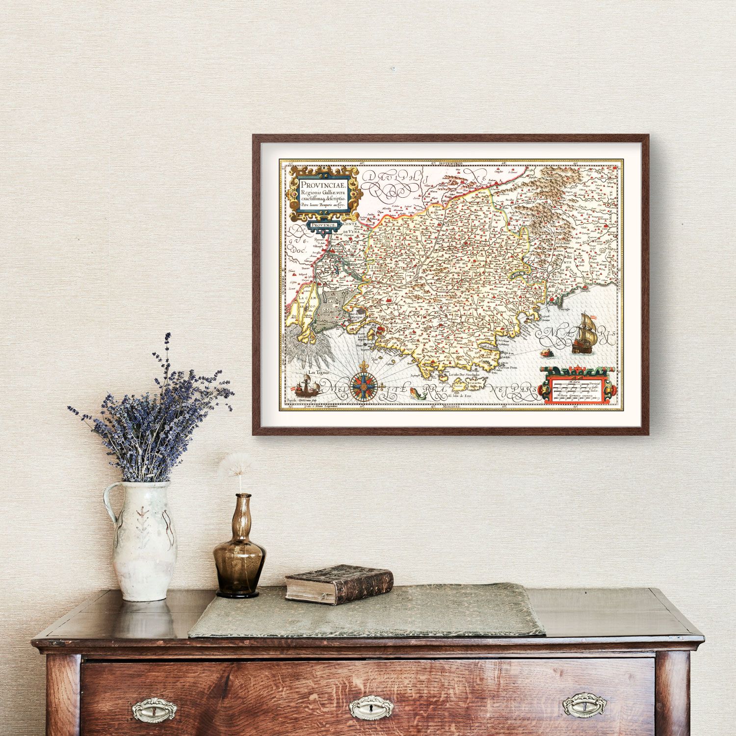 Vintage Map of Gaul Region of France, 1623