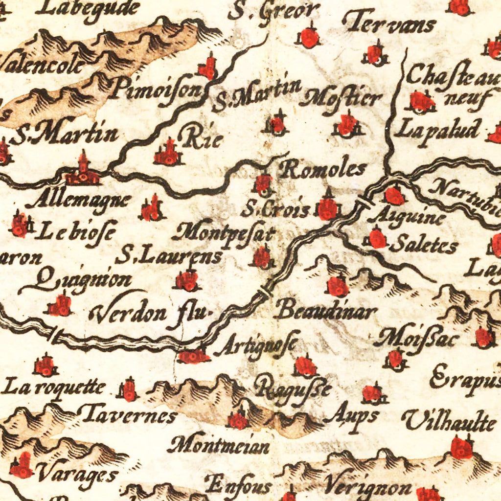 Vintage Map of Gaul Region of France, 1623