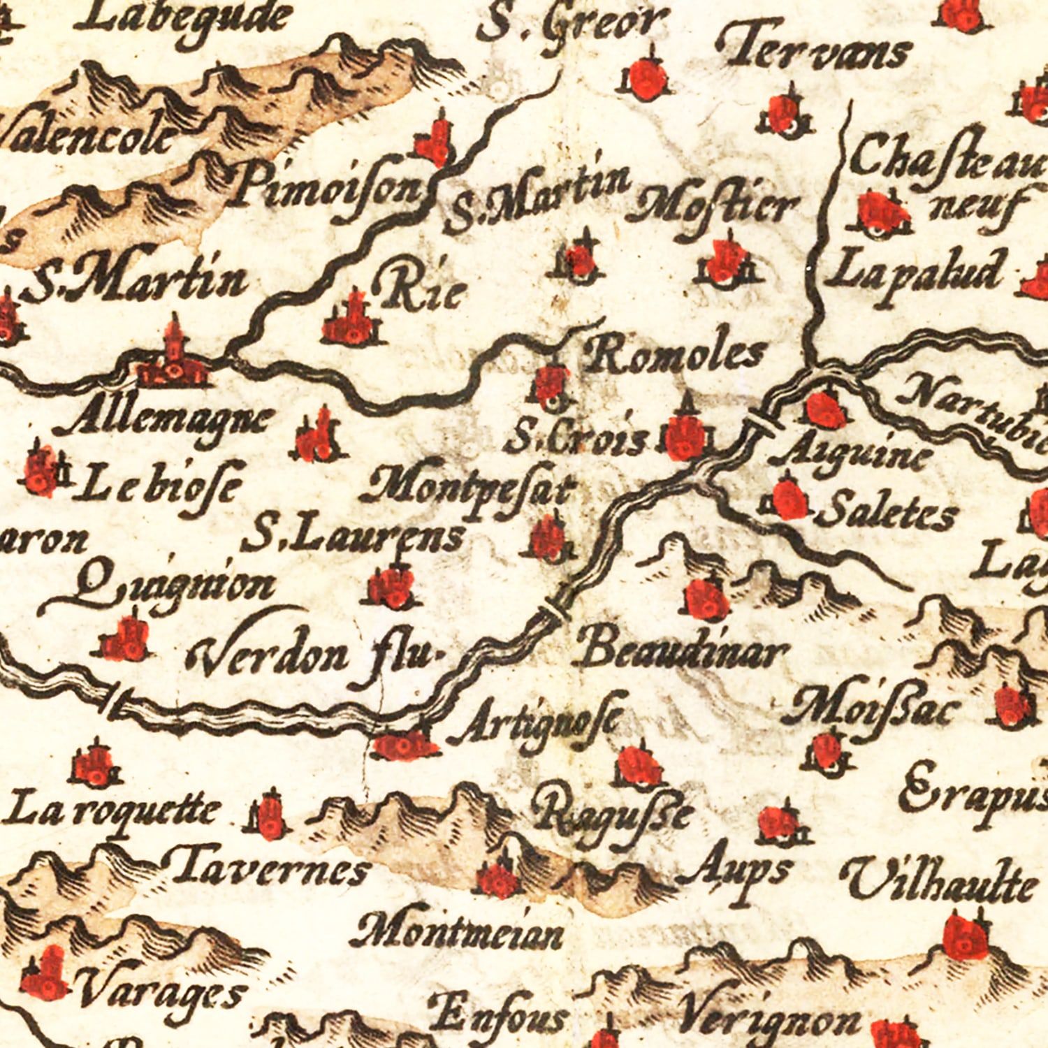 Vintage Map of Gaul Region of France, 1623