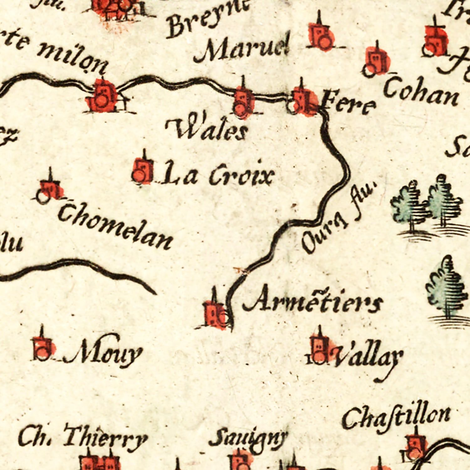 Vintage Map of Champagne France, 1623
