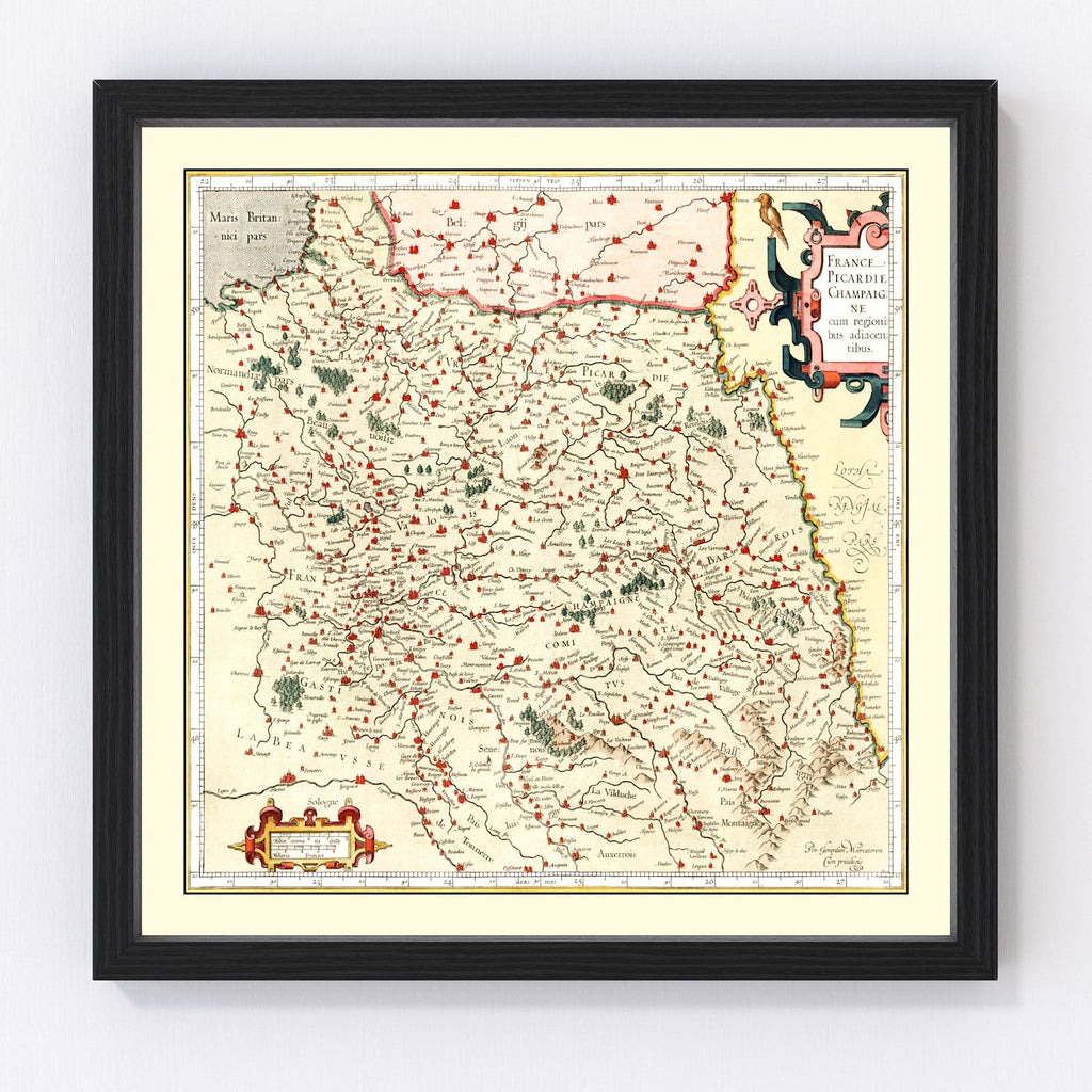 Vintage Map of Champagne France, 1623