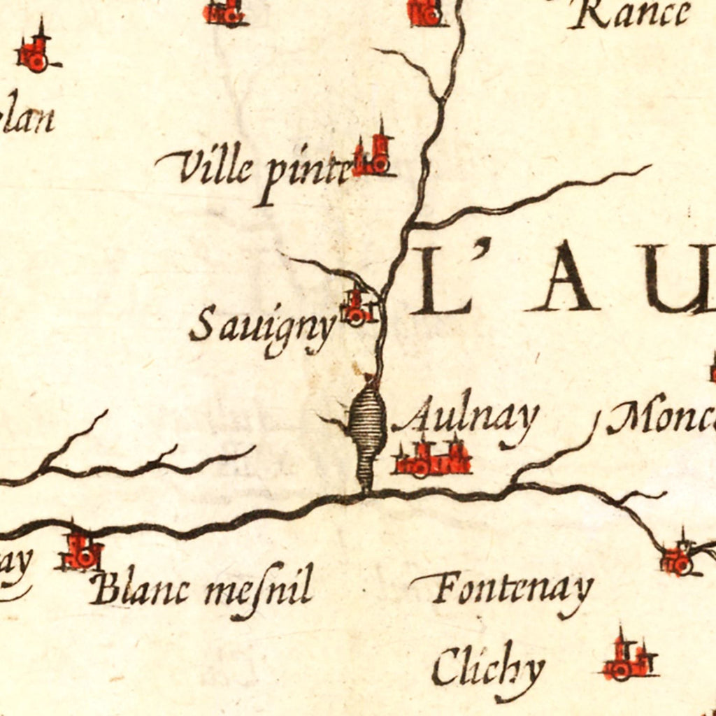 Vintage Map of Isle of France, 1623