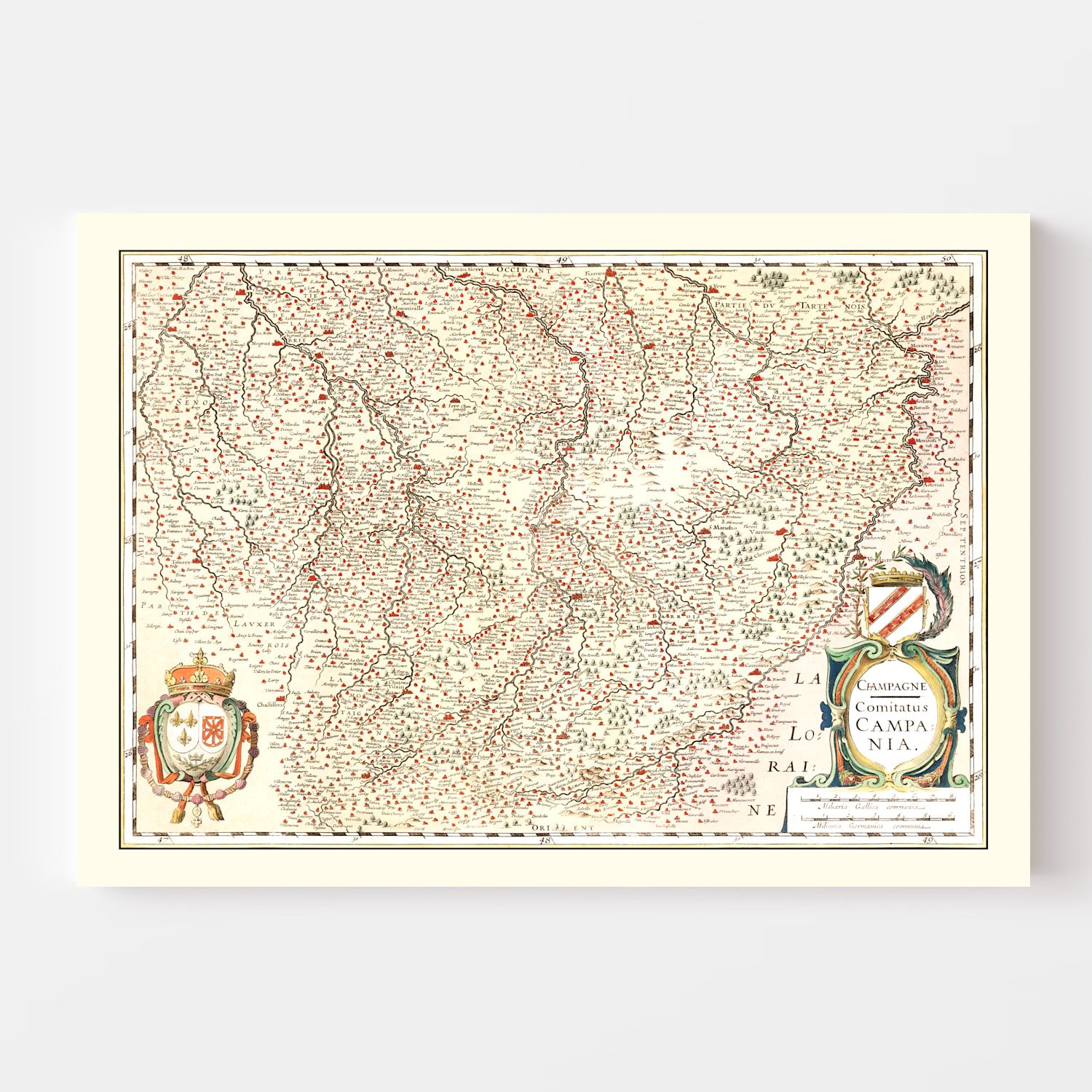Vintage Map of Champagne Region of France, 1623