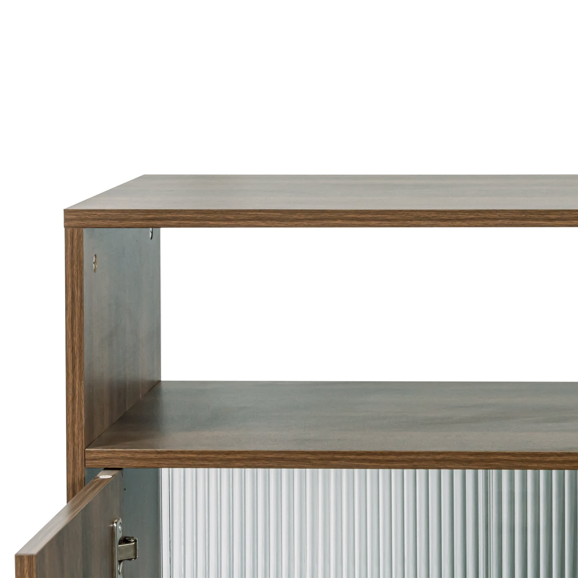 Kitchen Sideboard, Small  Countertop Organizer, Tabletop Cabinet with 2 Glass Sliding Door,3 Side Drawers & 1 small display shelves, Counter Cabinet for Kitchen, Living Room, Dinning Area