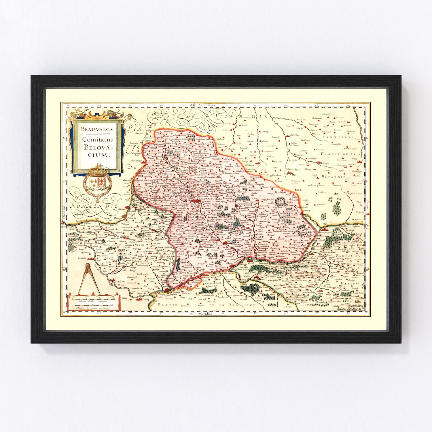 Vintage Map of Beauvais France, 1623