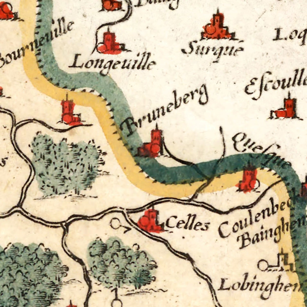 Vintage Map of Boulon & Guines France, 1623