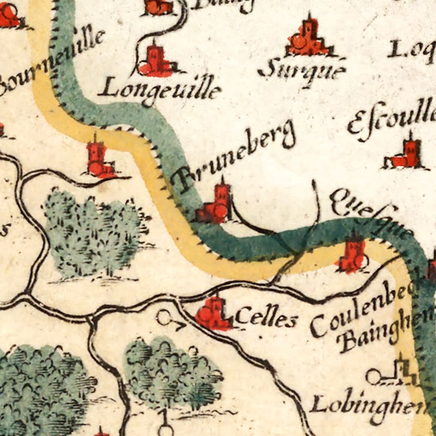 Vintage Map of Boulon & Guines France, 1623