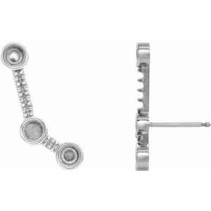 Sterling Silver Scattered Cabochon Ear Climber Mounting