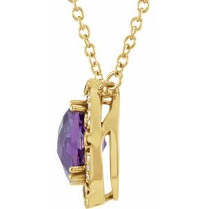 14K Yellow Gold Natural Amethyst & 1/6 CTW Natural Diamond 16" Necklace