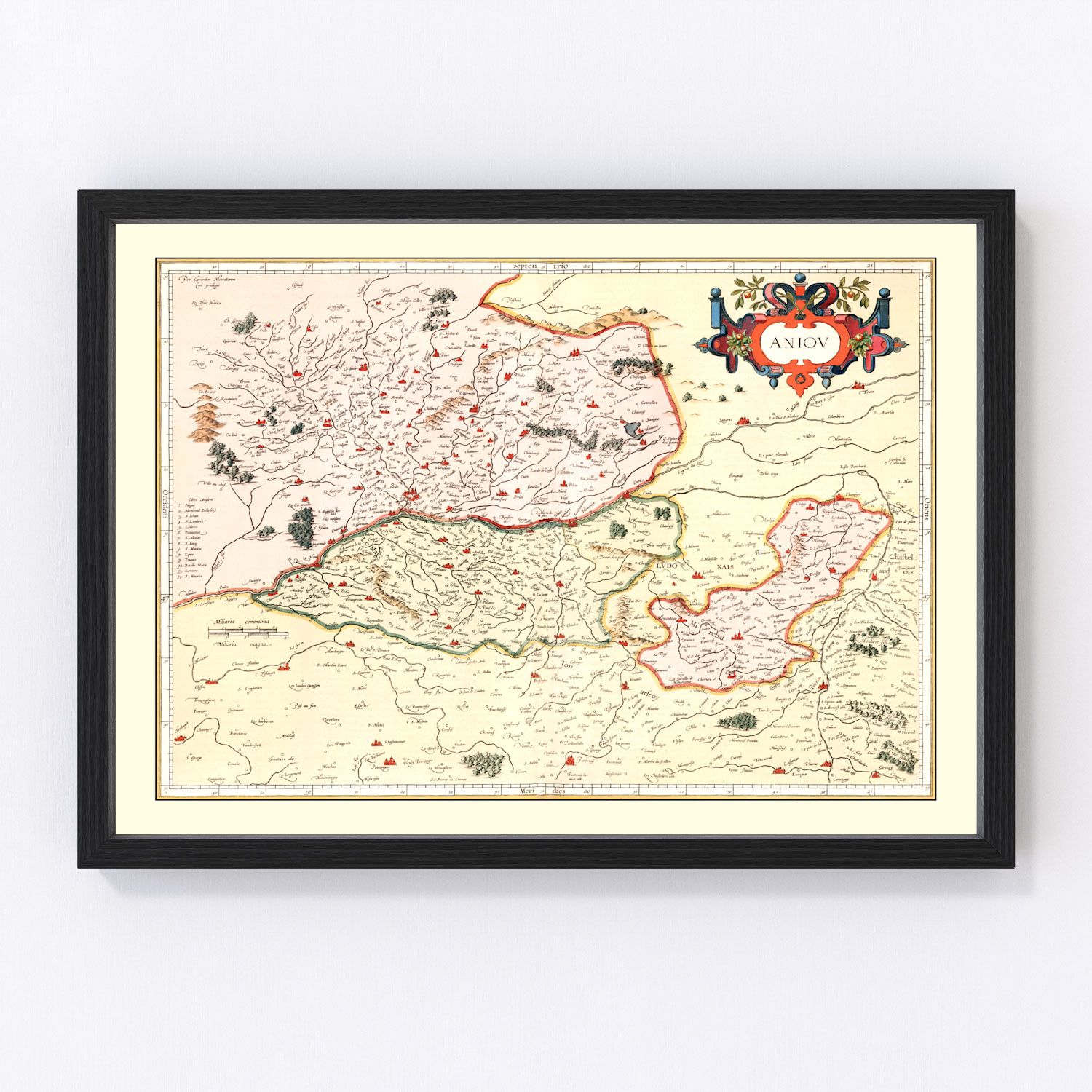 Vintage Map of Anjou France, 1623