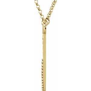 14K Yellow Gold 1/10 CTW Natural Diamond "Mom" Heart 17" Necklace