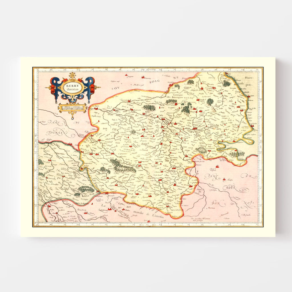 Vintage Map of Bourbonnais France, 1623