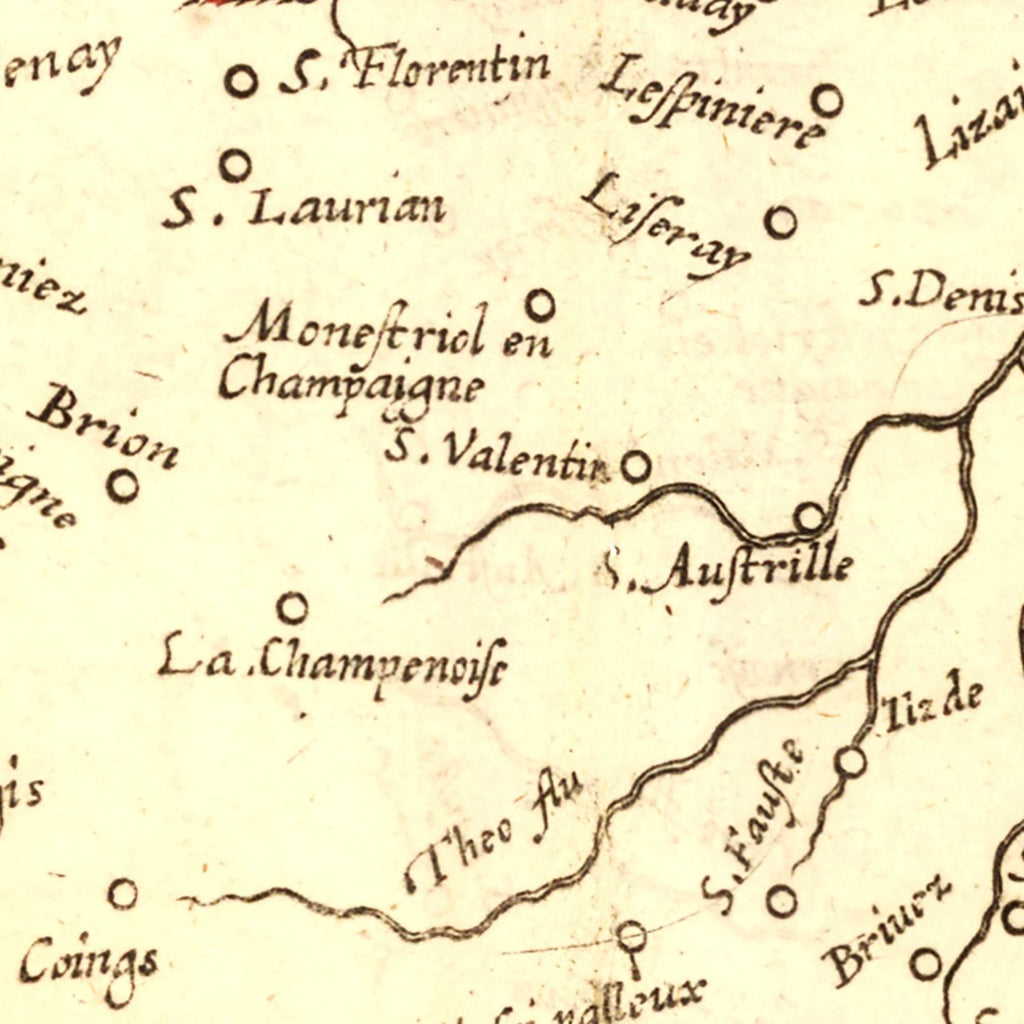 Vintage Map of Bourbonnais France, 1623