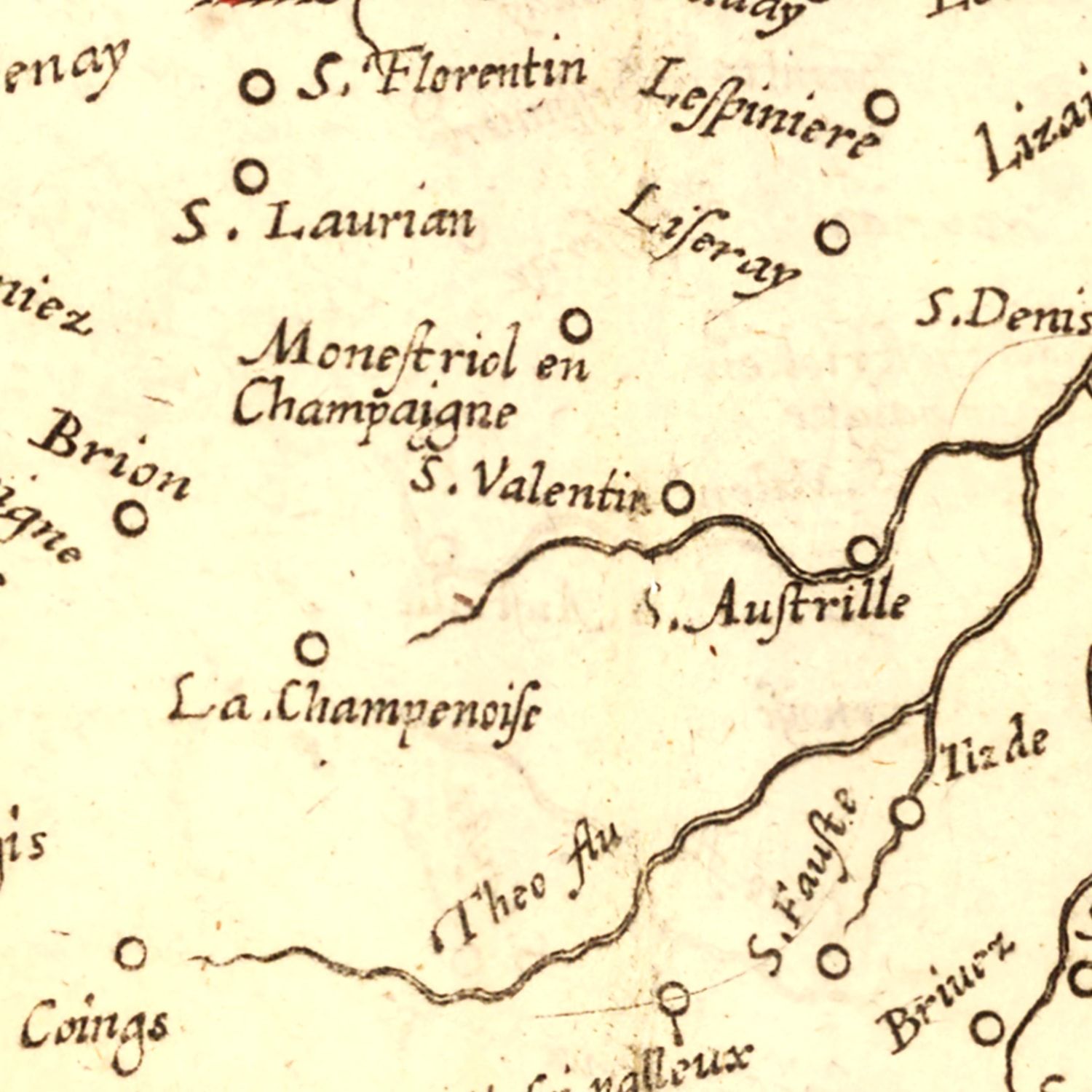 Vintage Map of Bourbonnais France, 1623