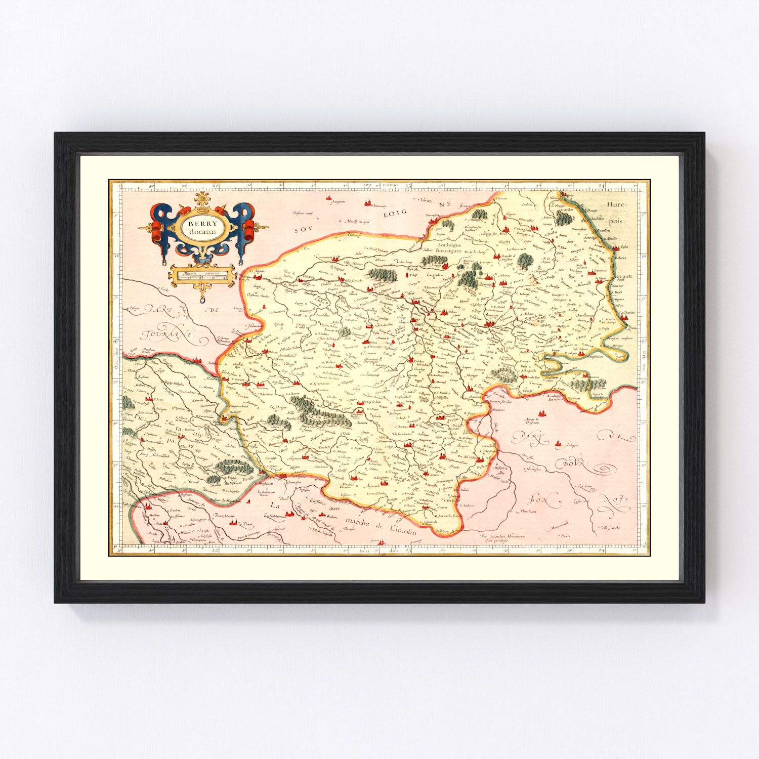 Vintage Map of Bourbonnais France, 1623