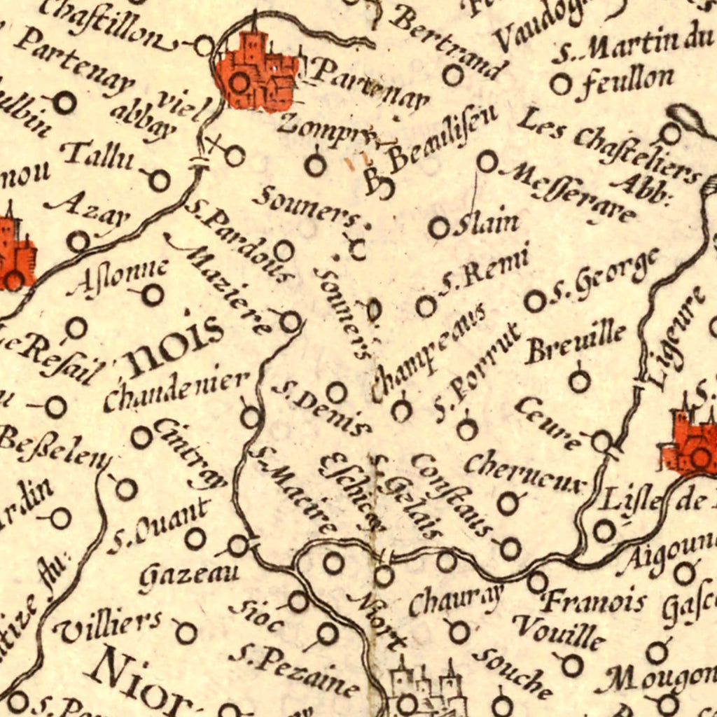 Vintage Map of Poitou France, 1623