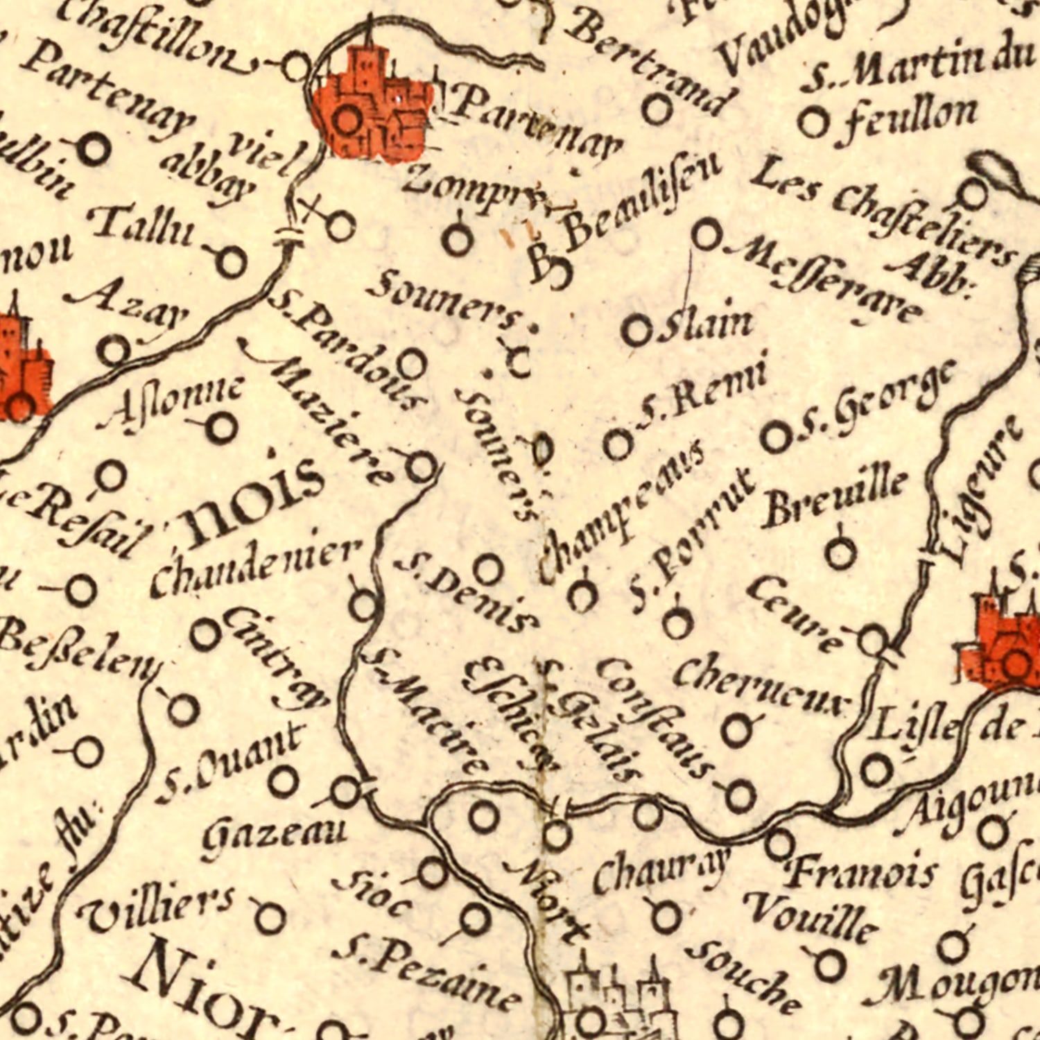 Vintage Map of Poitou France, 1623