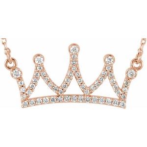 14K Rose Gold 1/5 CTW Natural Diamond Crown 16" Necklace