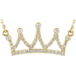 14K Yellow Gold 1/5 CTW Natural Diamond Crown 16" Necklace
